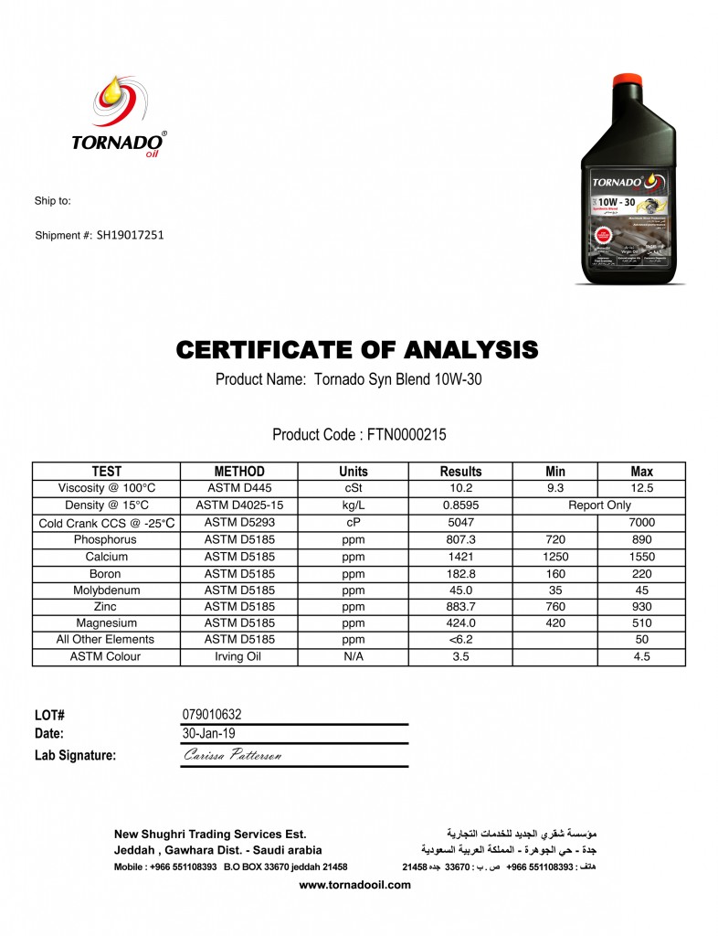 Tornado Syn Blend 10W-30