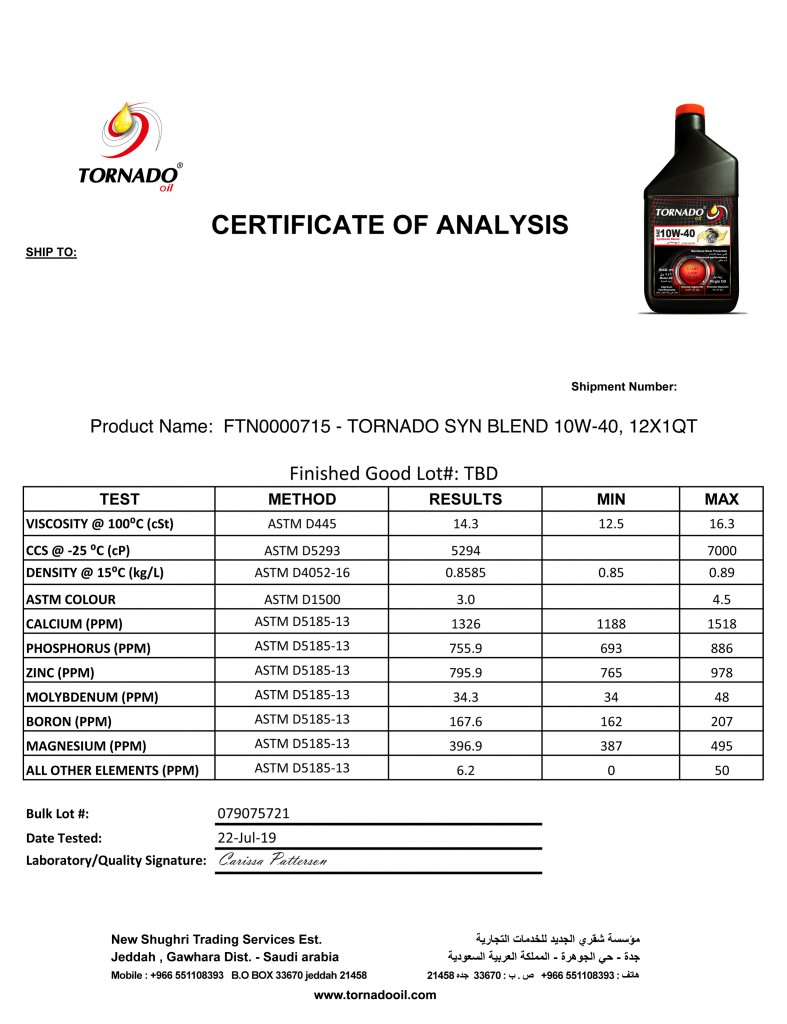 Tornado Syn Blend 10W-40