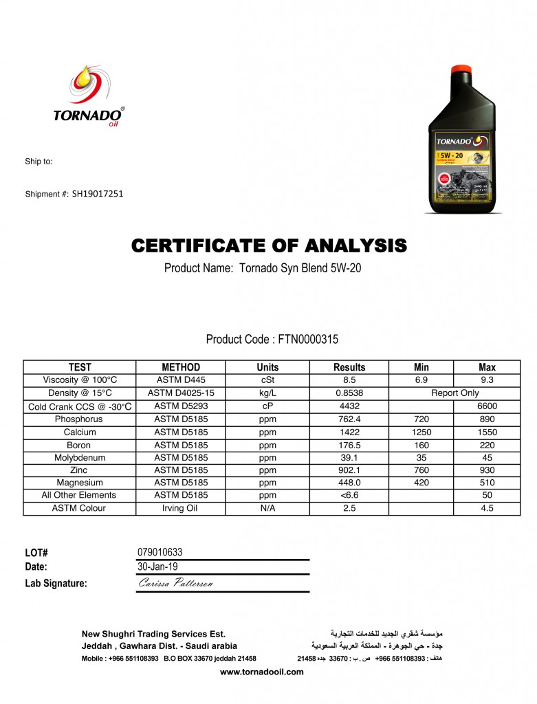 Tornado Syn Blend 5W-20